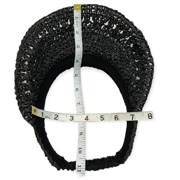 Women’s  Straw Visor One Size Black hat golf party Beach Walk Handmade. - Picture 10 of 13